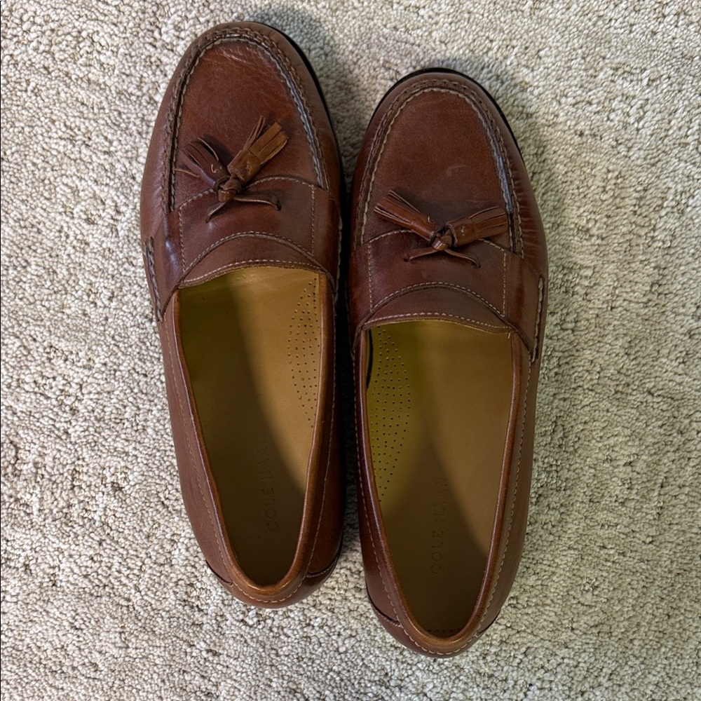 Cole Haan Brown Leather Tassel Loafers